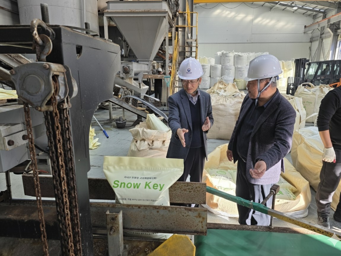 이경원 강원조달청장, 친환경 제설제 생산 ‘지오에코텍’ 현장점검