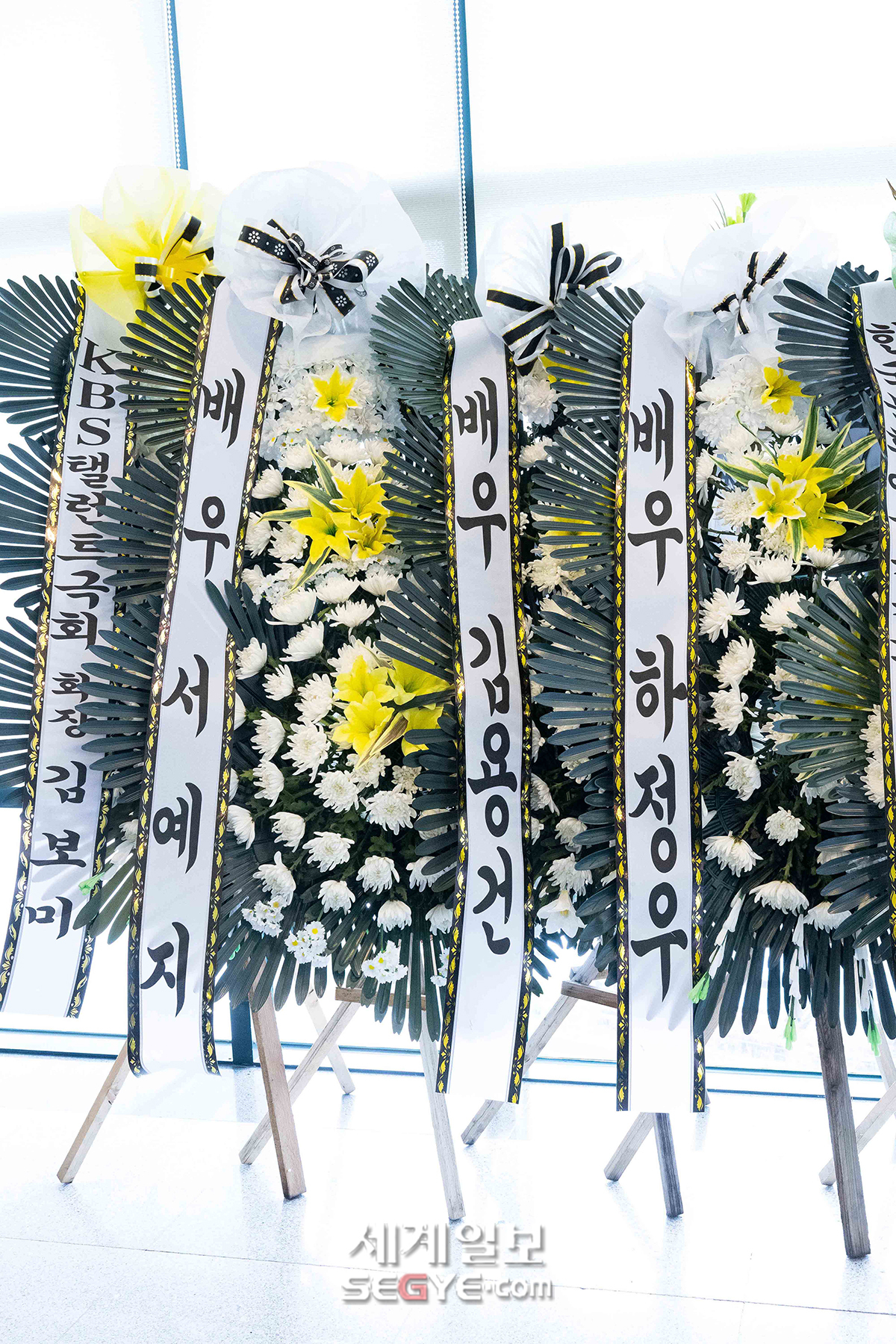 [포토] 이순재 빈소에 놓여진 배우 김용건-하정우의 근조화환