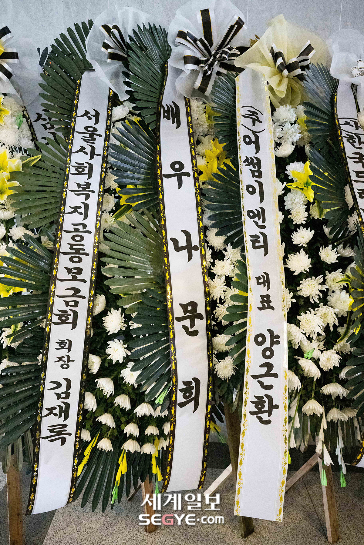 [포토] 이순재 빈소에 놓여진 배우 나문희의 근조화환