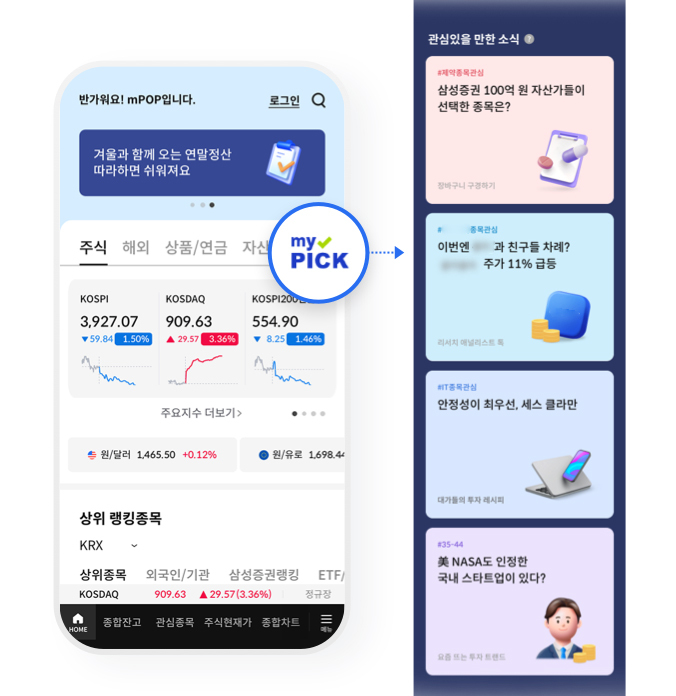 64가지 데이터로 취향 저격…삼성증권, MTS에 큐레이션 '마이픽' 탑재