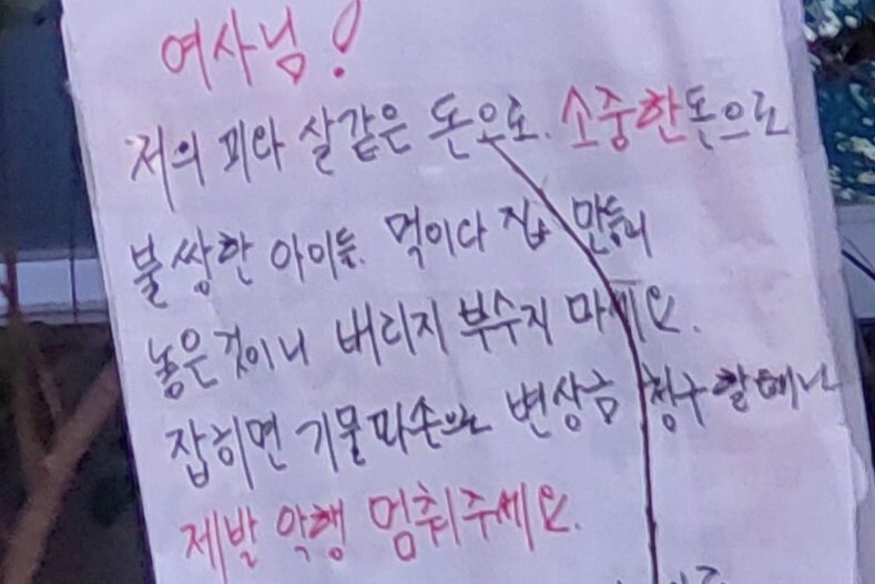 “피 같은 돈으로 산 것…부수지 말라” 캣맘 호소문 ‘논란’